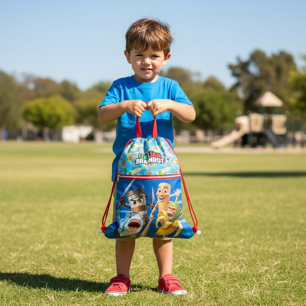 Sacca Sportiva per Bambino, Borsa Zaino per Asilo, Palestra, Piscina, Viaggio, Portascarpe