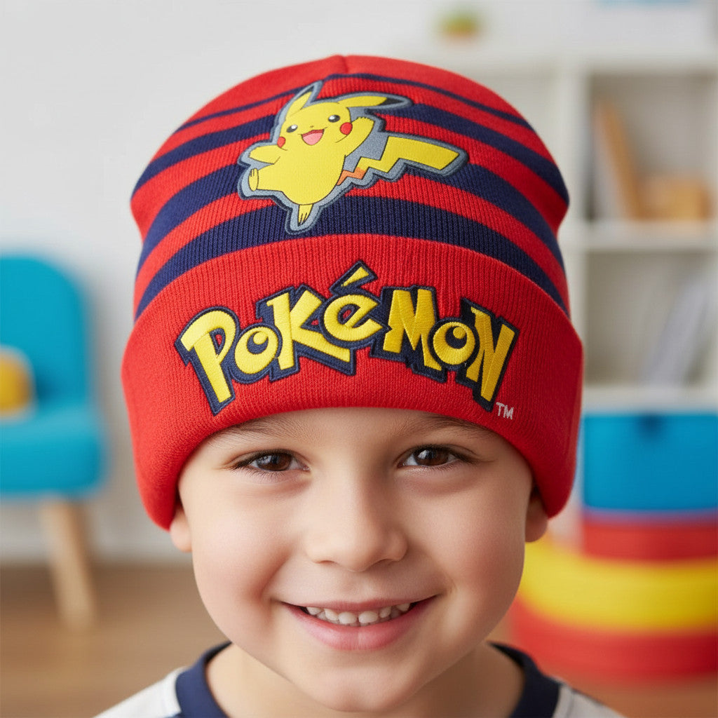 Cappello Invernale Morbido e Caldo Bambini e Ragazzi POKEMON (Rosso)