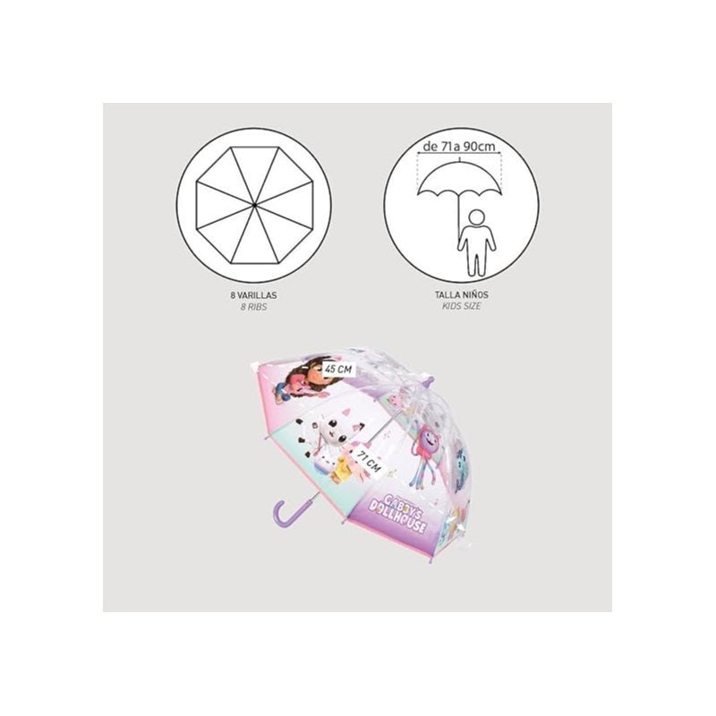 Ombrello da Pioggia Trasparente e Multicolore unisex a campana per bambini GABBY