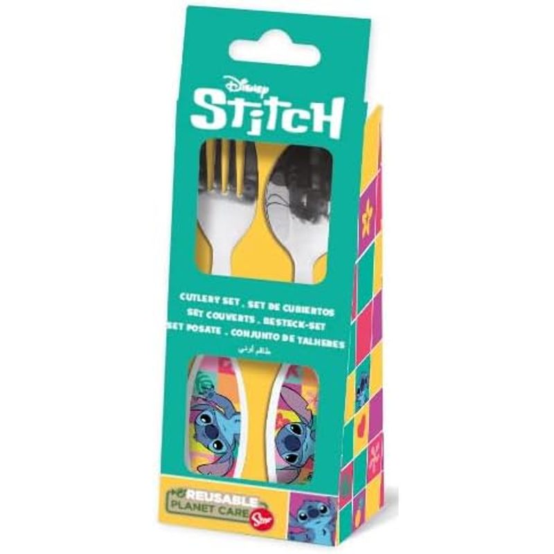 STITCH | Set Posate  Bambini in Acciaio Inossidabile - Forchetta e Cucchiaio (Lilo & Stitch)