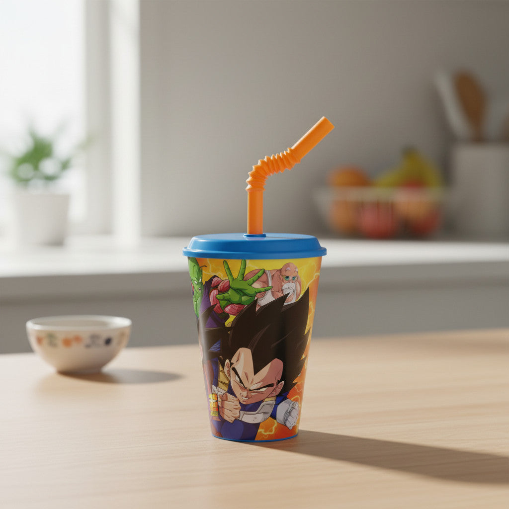 Kids' Cup Con Cannuccia e coperchio Riutilizzabile - 430 ml - DRAGONBALL