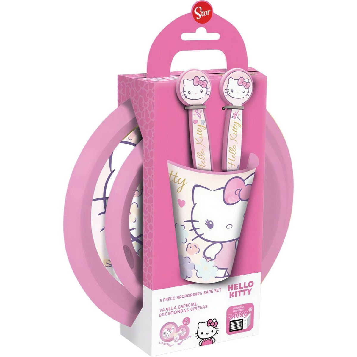Set di stoviglie riutilizzabile per bambini bicolore – Set composto da 5 pezzi: Piatto, ciotola, bicchieri e posate per 