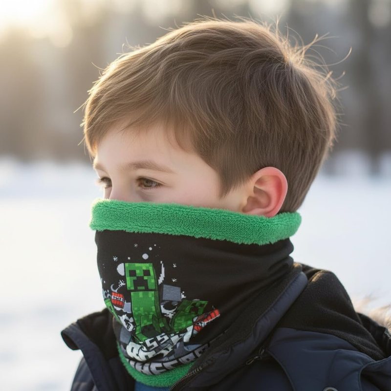 Scaldacollo Sciarpa Tubolare Minecraft Bambini Caldo Termico Invernale Morbido