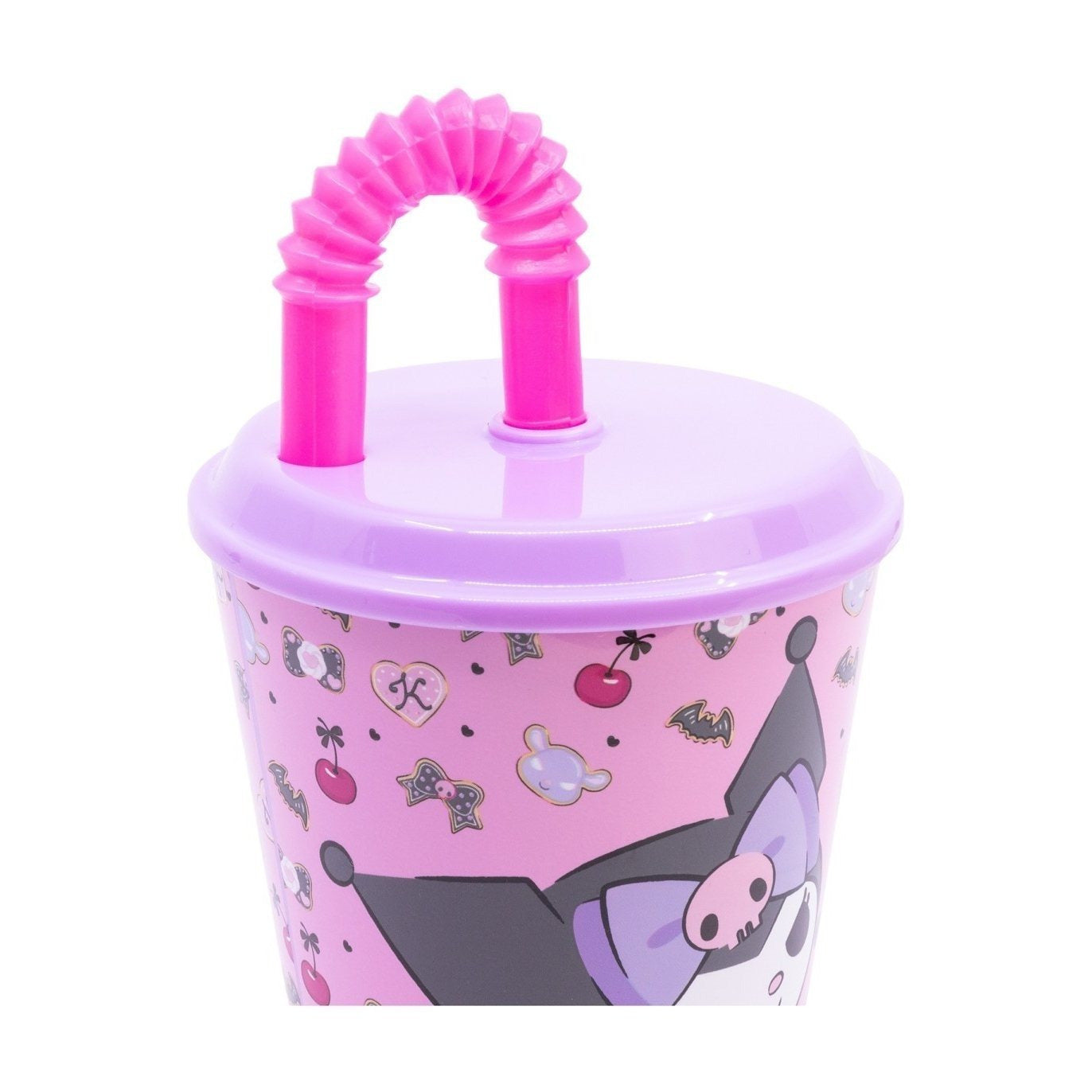 KUROMI - Bicchiere ufficiale Per Bambini Con Cannuccia e coperchio Riutilizzabile - 430 ml