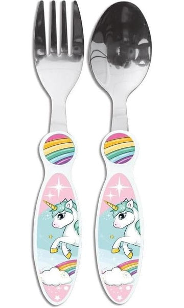 UNICORNO | Set Posate  Bambini in Acciaio Inossidabile - Forchetta e Cucchiaio (Unicorno)