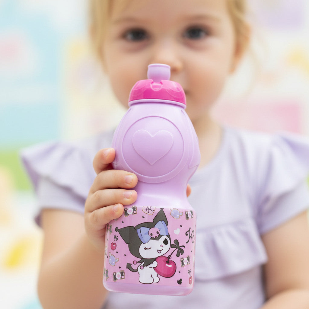 KUROMI - Borraccia Sport in plastica Bottiglia per Bambini 400ML con beccuccio retraibile