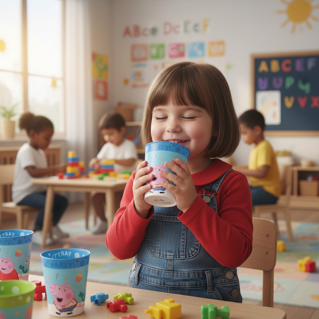 Set 2 Bicchieri per Bambini 260 ml in plastica Regalo per Bimbi e Neonati - Adatto per lavastoglie e microonde