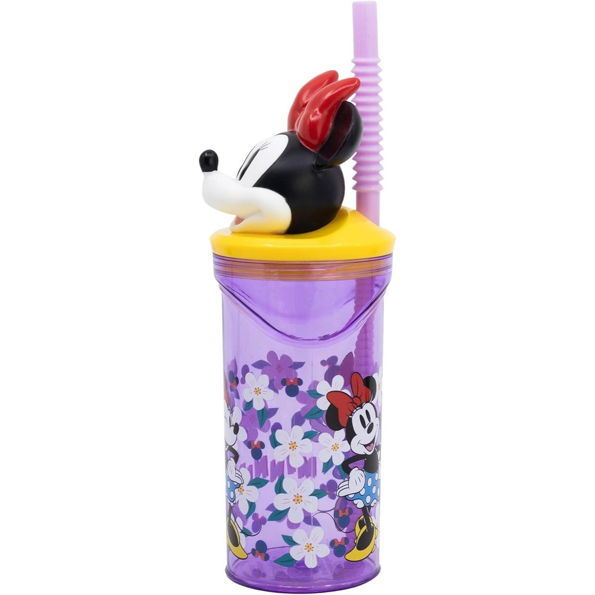 Bicchiere 360ml con Cannuccia e Personaggio 3D Borraccia per Bambini e Ragazzi - TOPOLINA
