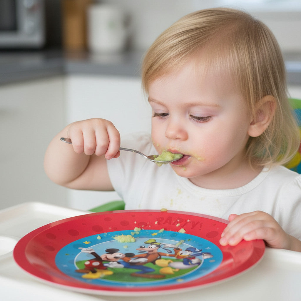 Piatto Bambino riutilizzabile in Polipropilene Stoviglie Bimbo per bambini e bebé - TOPOLINO - Adatto per lavastoglie e microonde