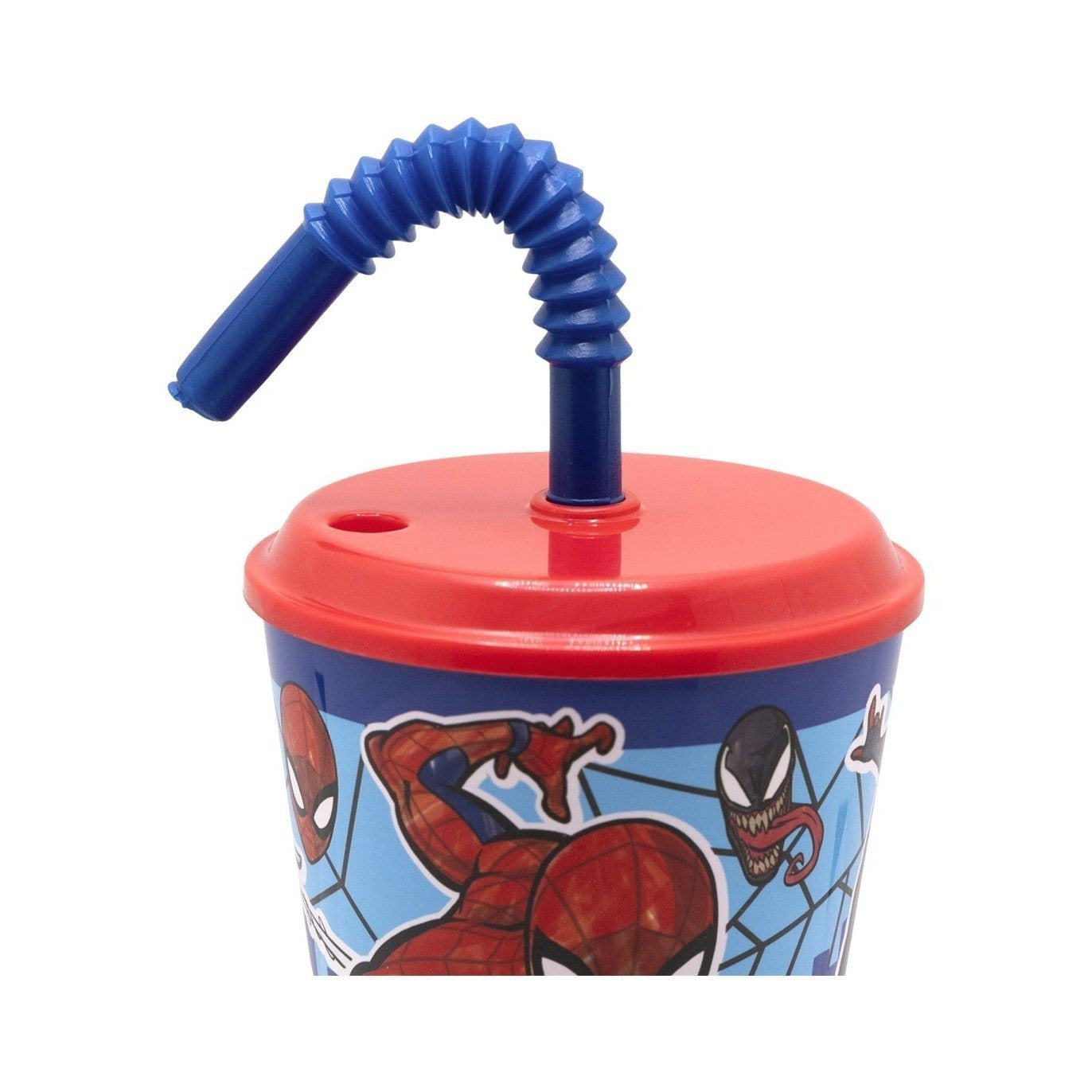 SPIDER - Bicchiere ufficiale Per Bambini Con Cannuccia e coperchio Riutilizzabile - 430 ml