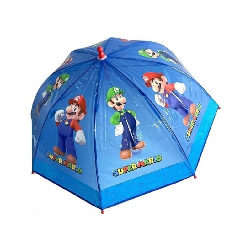 SUPERMARIO - Ombrello da Pioggia Trasparente e Multicolore unisex a campana per bambini SUPER MARIO