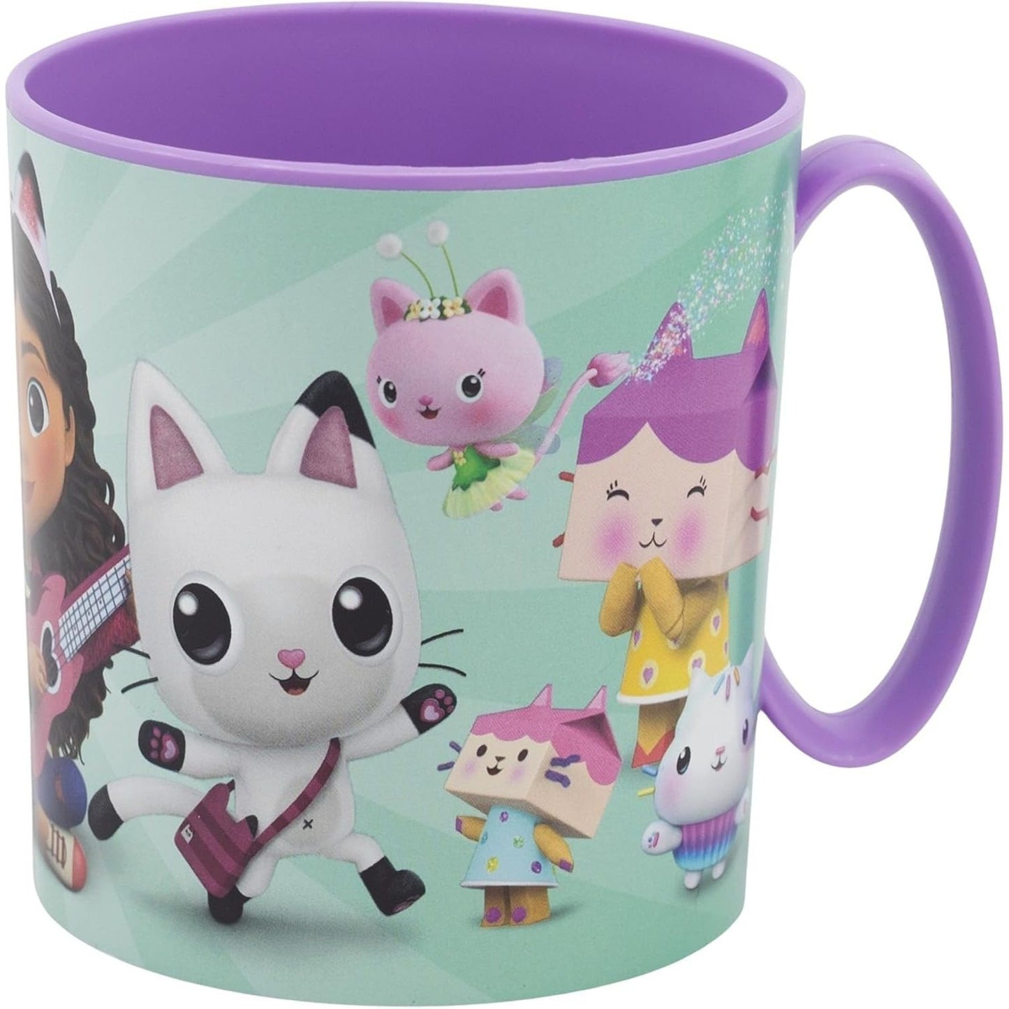 Tazza Bicchiere in plastica 350ml per Microonde con manico Bambini colazione GABBY