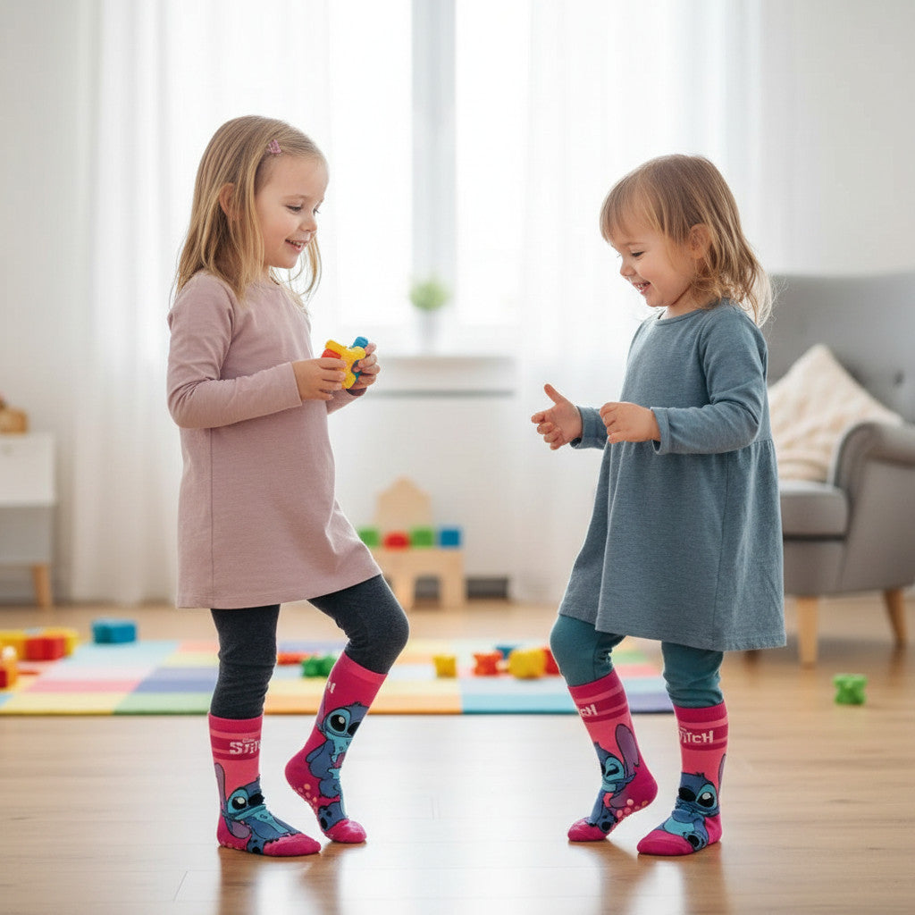 2 Paia Calzini Antiscivolo Ufficiali Stitch Bambini