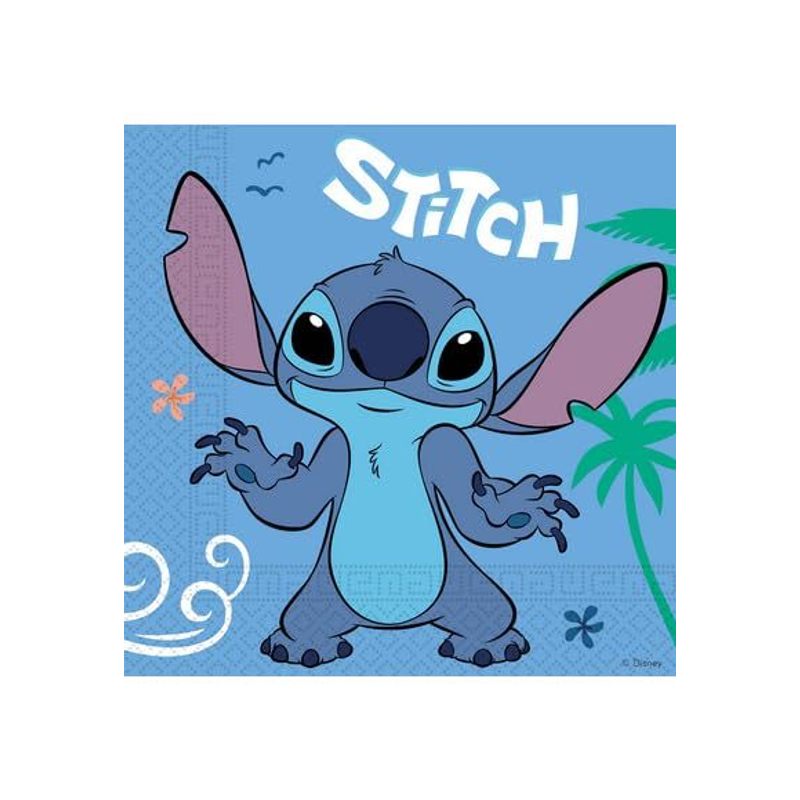 STITCH - Kit Festa 8 Persone Set Tavola Addobbi Party Compleanno con 8 Piatti, 8 Bicchieri e 20 tovaglioli