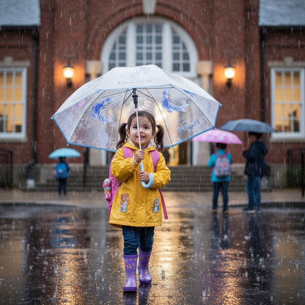 FROZEN - Ombrello da Pioggia Trasparente e Multicolore unisex a campana per bambini