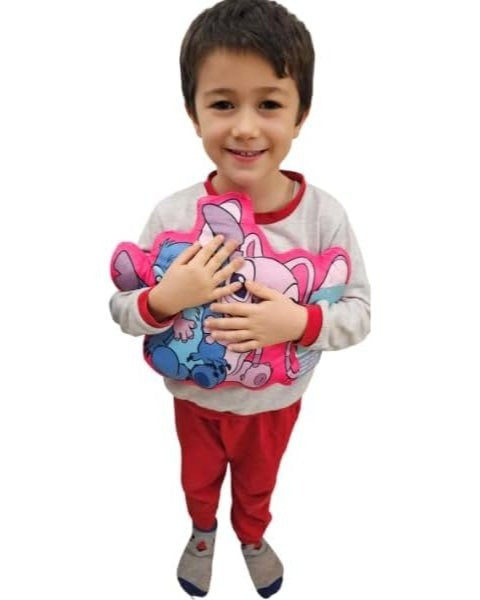 STITCH - Cuscino 3D ufficiale a forma di personaggio Sagomato, 31 cm x 33 cm, peluche lavabile, decorazione e relax