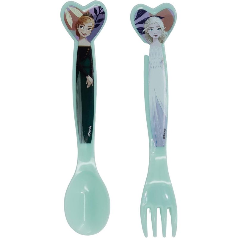 Set Posate  Bambini in Plastica Alimentare senza BPA - Forchetta e Cucchiaio Made in Spain ( Frozen)