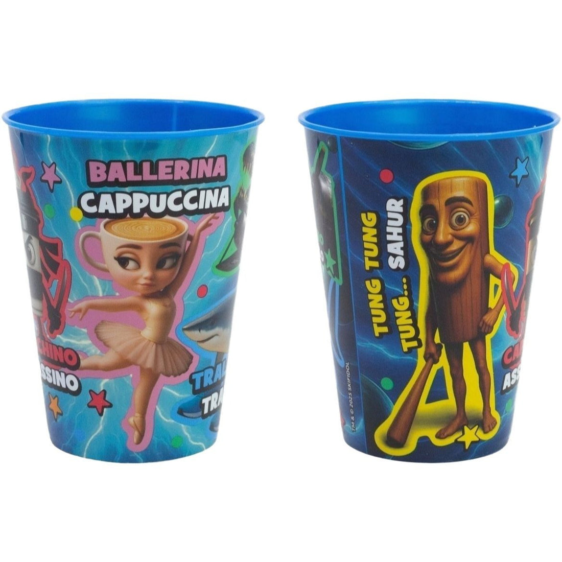 Set 2 Bicchieri per Bambini 260 ml in plastica Regalo per Ragazzi BRAINROT