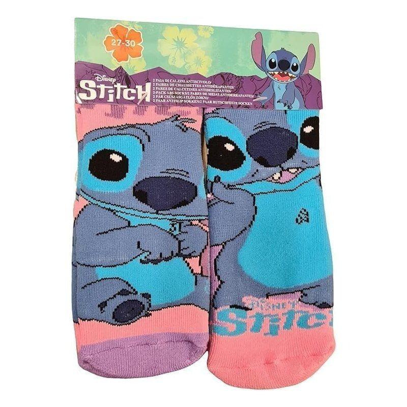 Stitch - 2 paia Calzini antiscivolo ufficiali Calze bambini Stitch anti scivolo