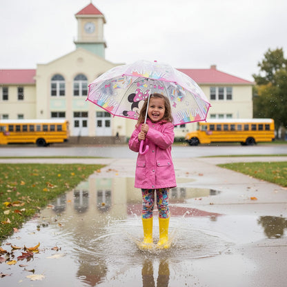 MINNIE MOUSE - Ombrello da Pioggia Trasparente e Multicolore unisex a campana per bambini TOPOLINA
