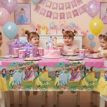 Tovaglia decorazione per compleanno dei bambini e feste a tema, Rettangolare, 120 cm x 180 cm, lavabile PRINCIPESSE