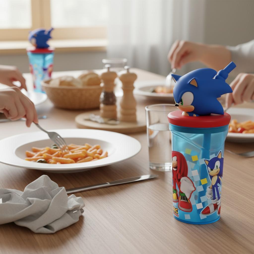 Bicchiere 360ml con Cannuccia e Personaggio 3D Borraccia per Bambini e Ragazzi