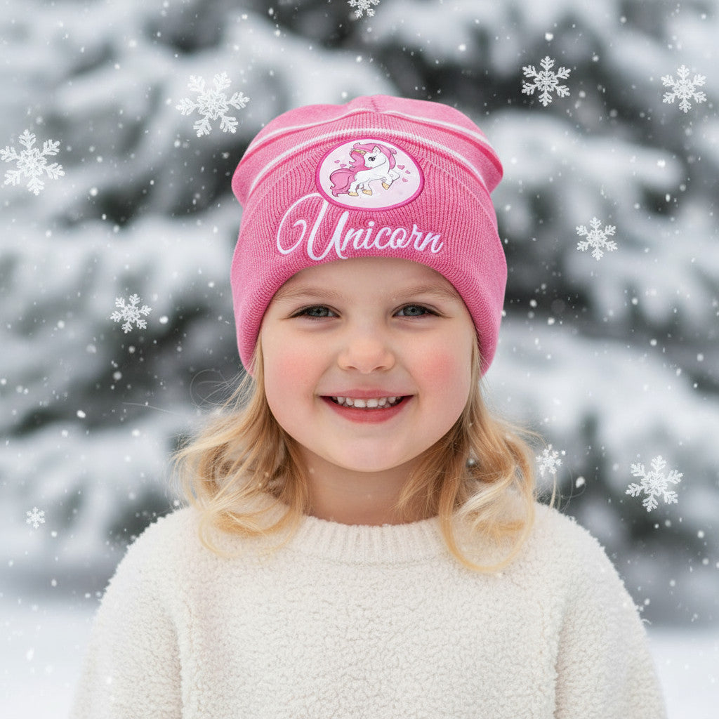 Cappello Invernale Morbido e Caldo Bambini UNICORNO (Rosa)