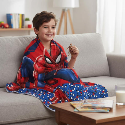 Coperta Ufficiale Plaid Morbida e Calda 100x140cm per Bambini Pile con stampa Idea Regalo SPIDER