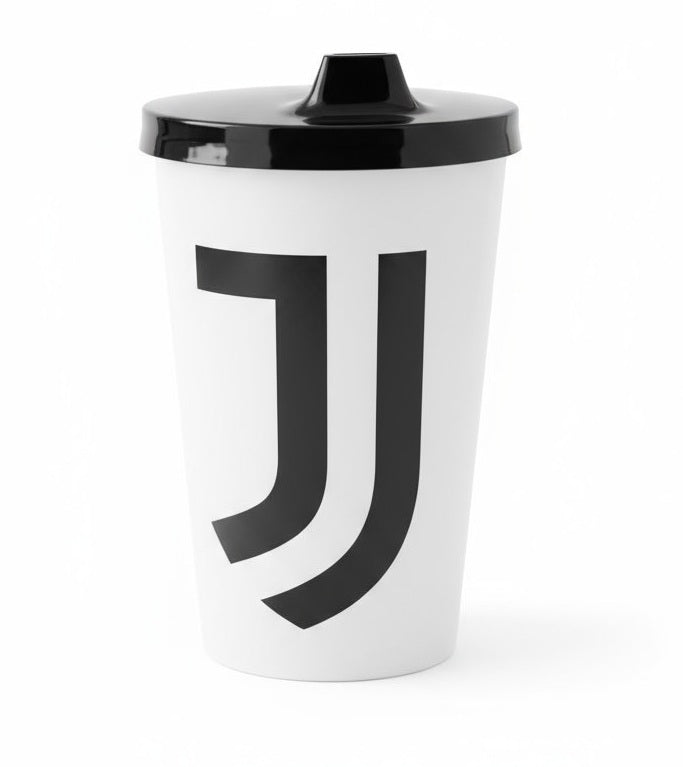 Bicchiere Ufficiale Juventus con Tappo in Plastica 430ml Tifoso Calcio Bambini Made in Italy