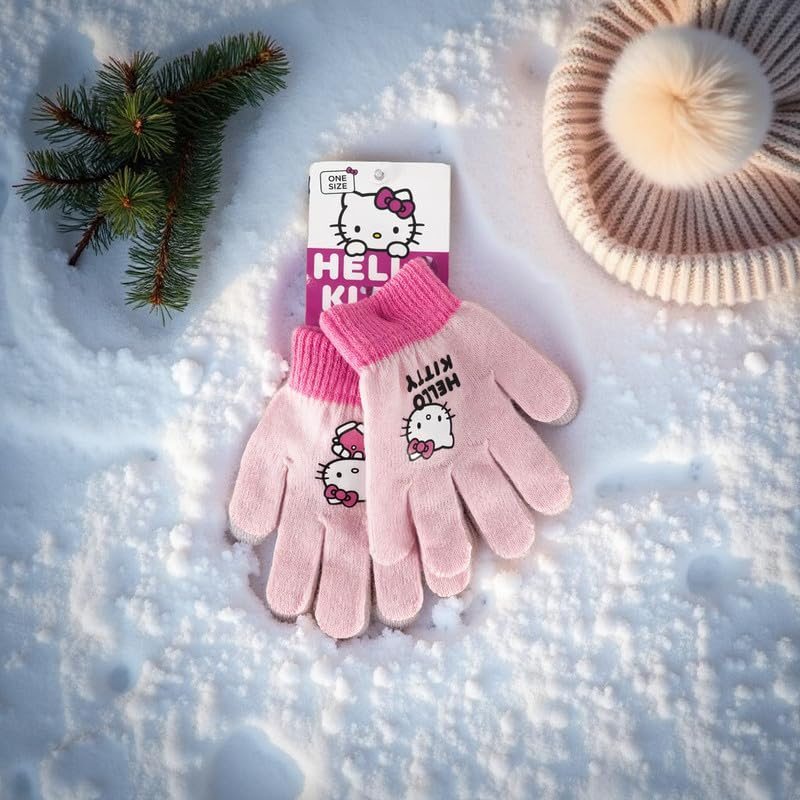 Guanti Hello Kitty Bambini Invernali Taglia Unica Rosa 8