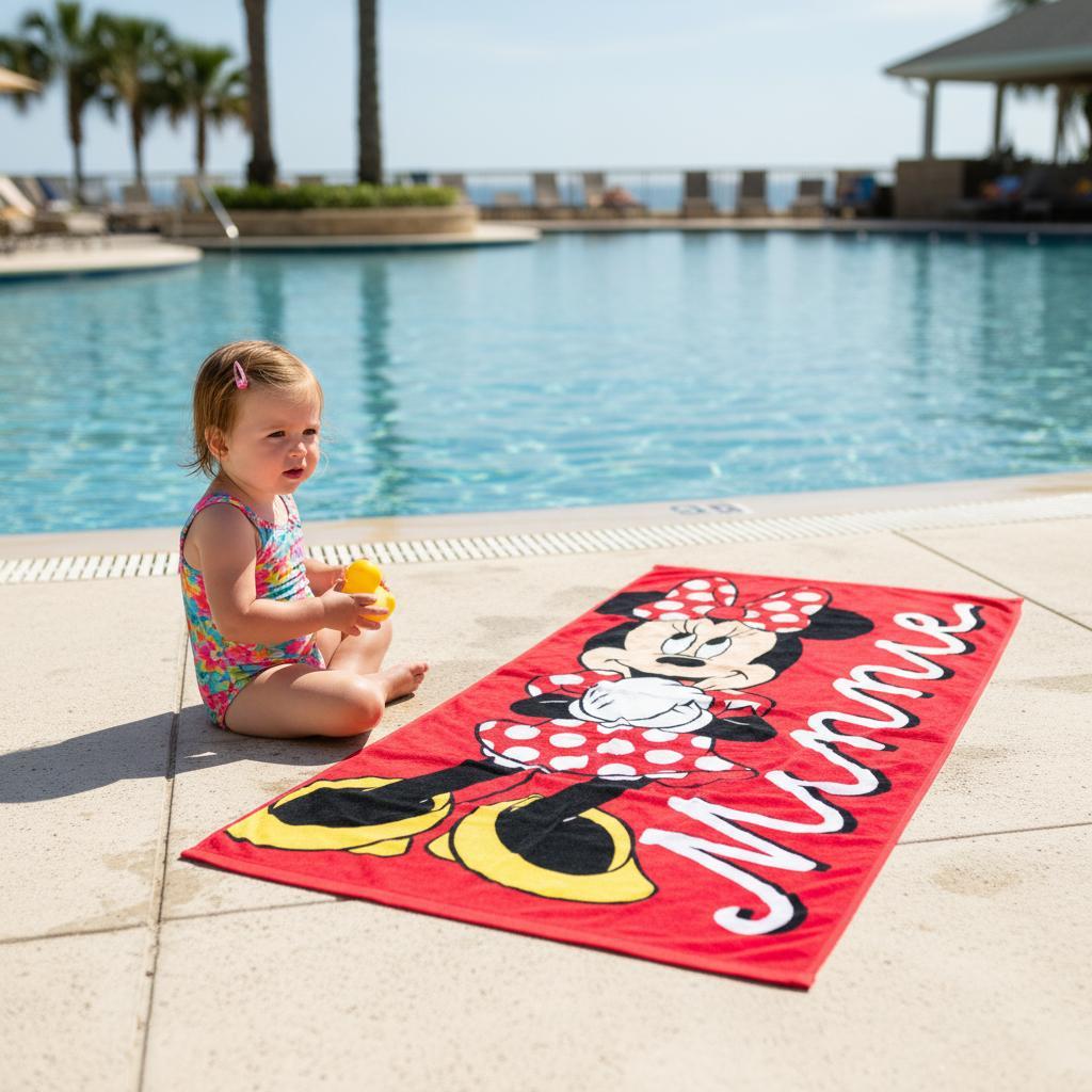 Telo Mare Asciugamano da spiaggia e piscina in microfibra CM. 140X70 asciugatura rapida, ultra morbido ( Minnie Mouse Re