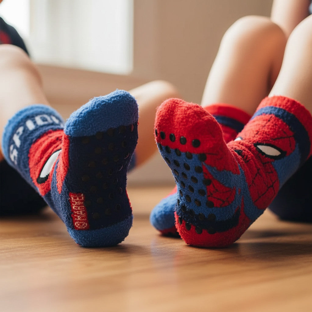 2 paia Calzini Antiscivolo Ufficiali Spider-Man - Calze Bambini Anti Scivolo