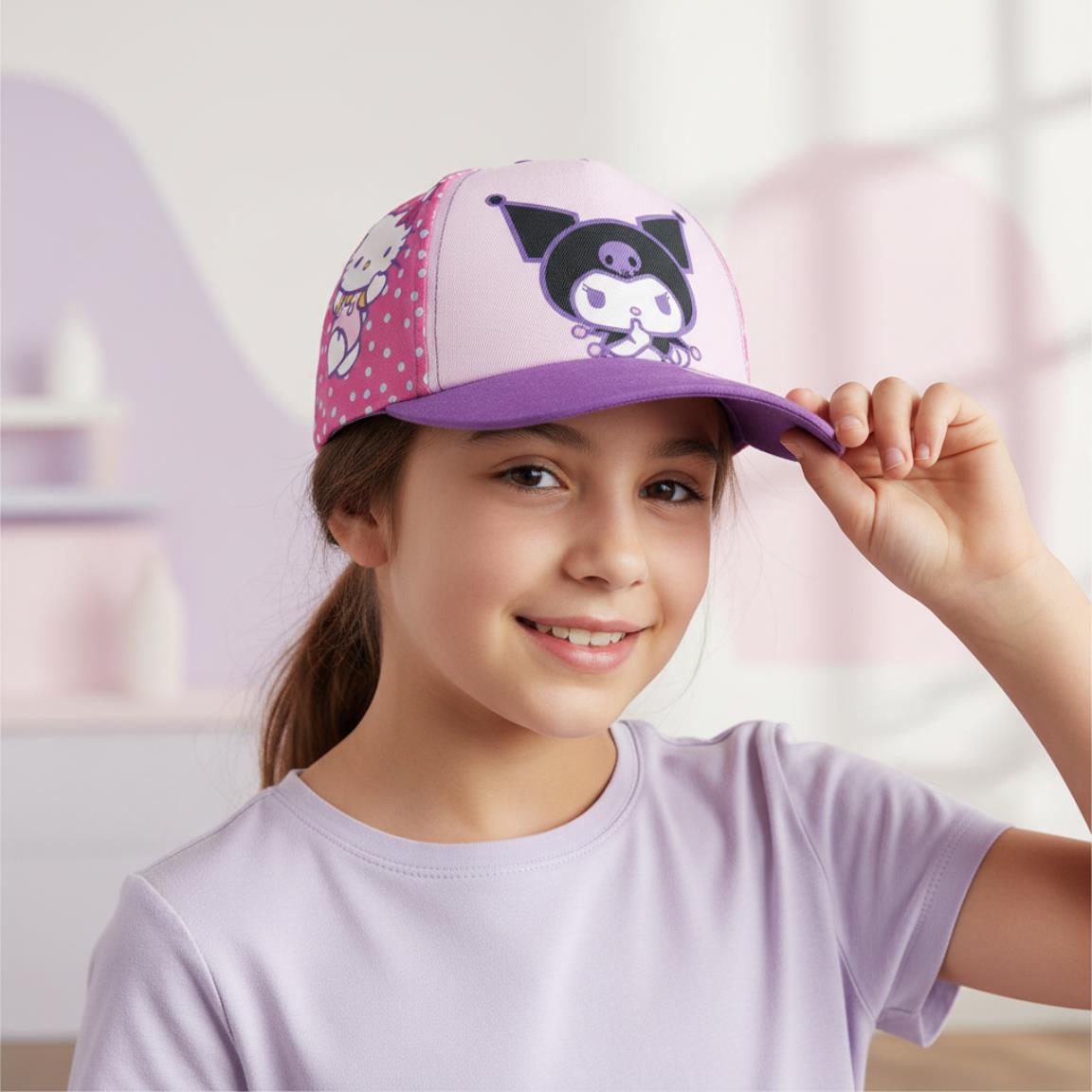 KUROMI - Cappello con Visiera da Ragazzo/Bambino Berretto da Baseball Regolabile - HELLO
