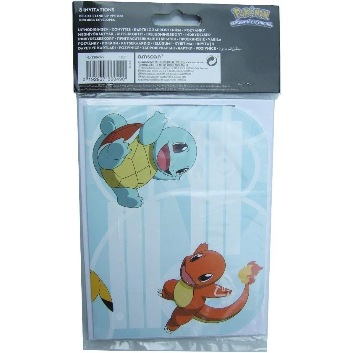 Pokemon - Biglietti d'invito compleanno bambini con buste, 8 pezzi