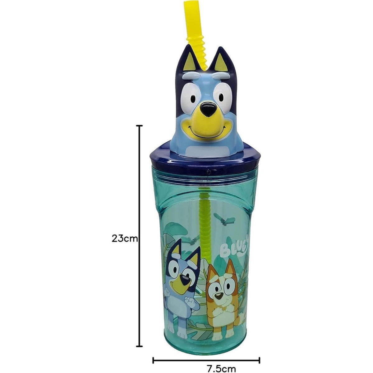 Bicchiere 360ml con Cannuccia e Personaggio 3D Borraccia per Bambini e Ragazzi