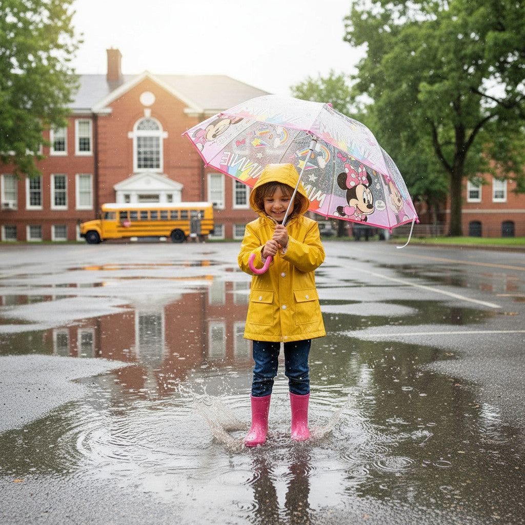 MINNIE MOUSE - Ombrello da Pioggia Trasparente e Multicolore unisex a campana per bambini TOPOLINA