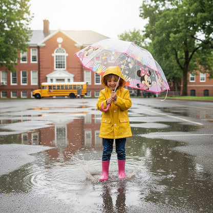 MINNIE MOUSE - Ombrello da Pioggia Trasparente e Multicolore unisex a campana per bambini TOPOLINA