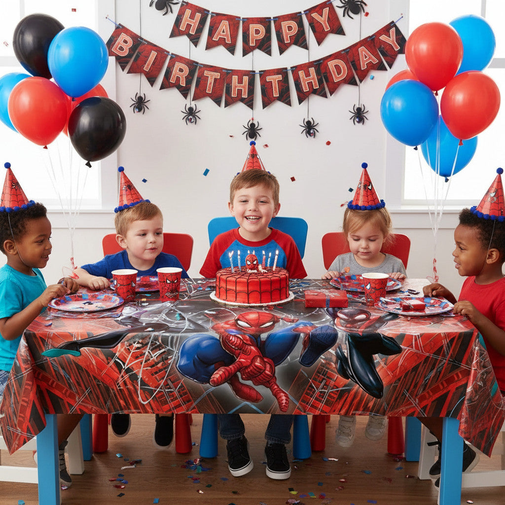 Tovaglia decorazione per compleanno dei bambini e feste a tema, Rettangolare, 120 cm x 180 cm, lavabile SPIDER