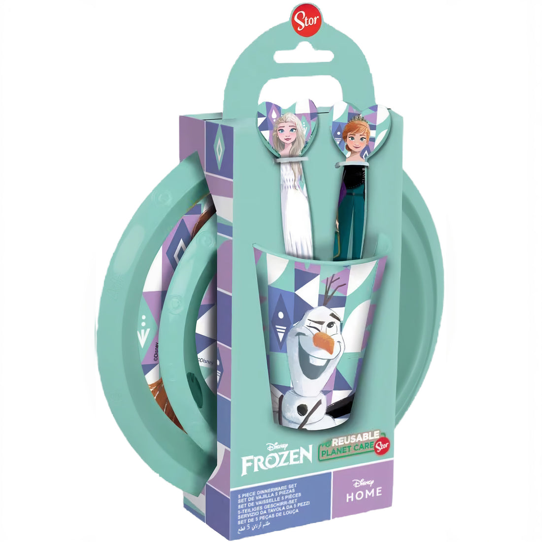 Set di stoviglie riutilizzabile per bambini bicolore – Set composto da 5 pezzi: Piatto, ciotola, bicchieri e posate per bambini e bebé