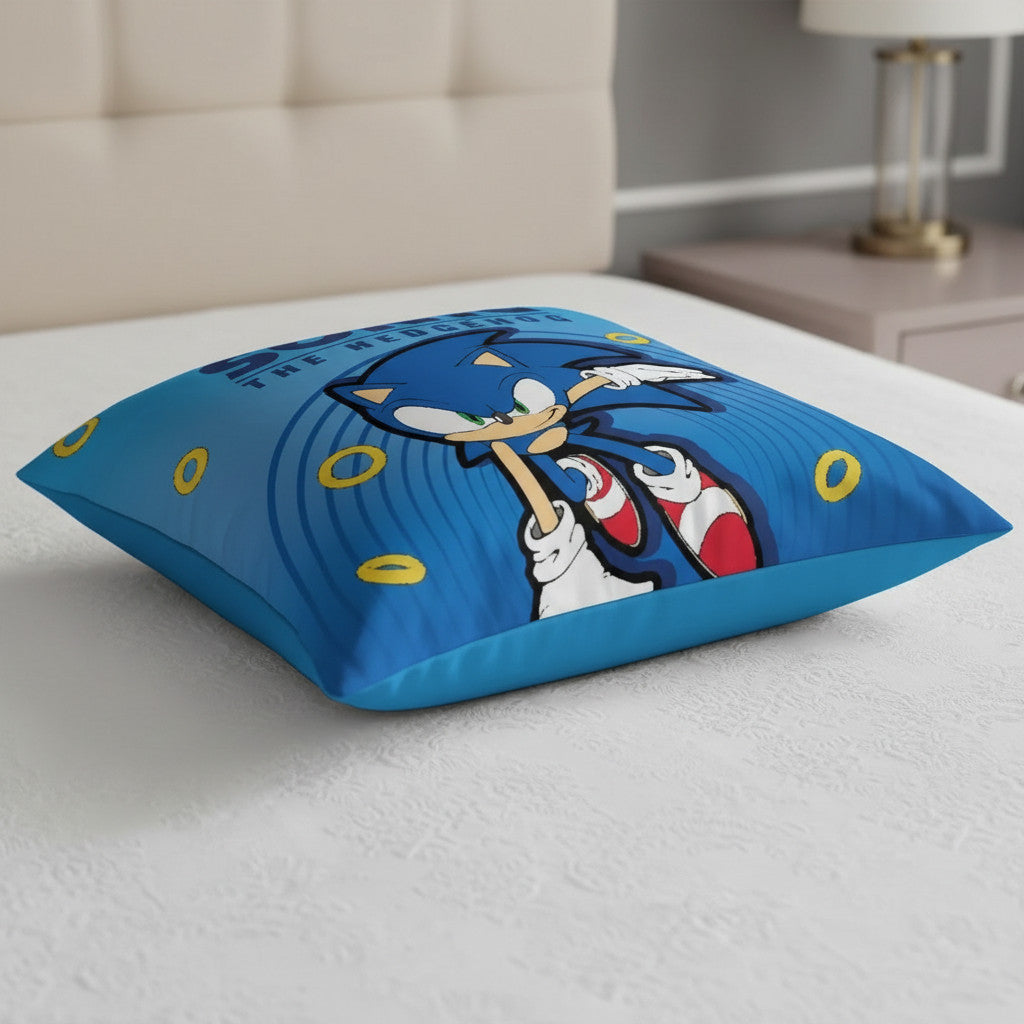 SONIC - Cuscino Ufficiale Arredo 40x40 cm morbido con imbottitura 100% poliestere per cameretta bambini e ragazzi