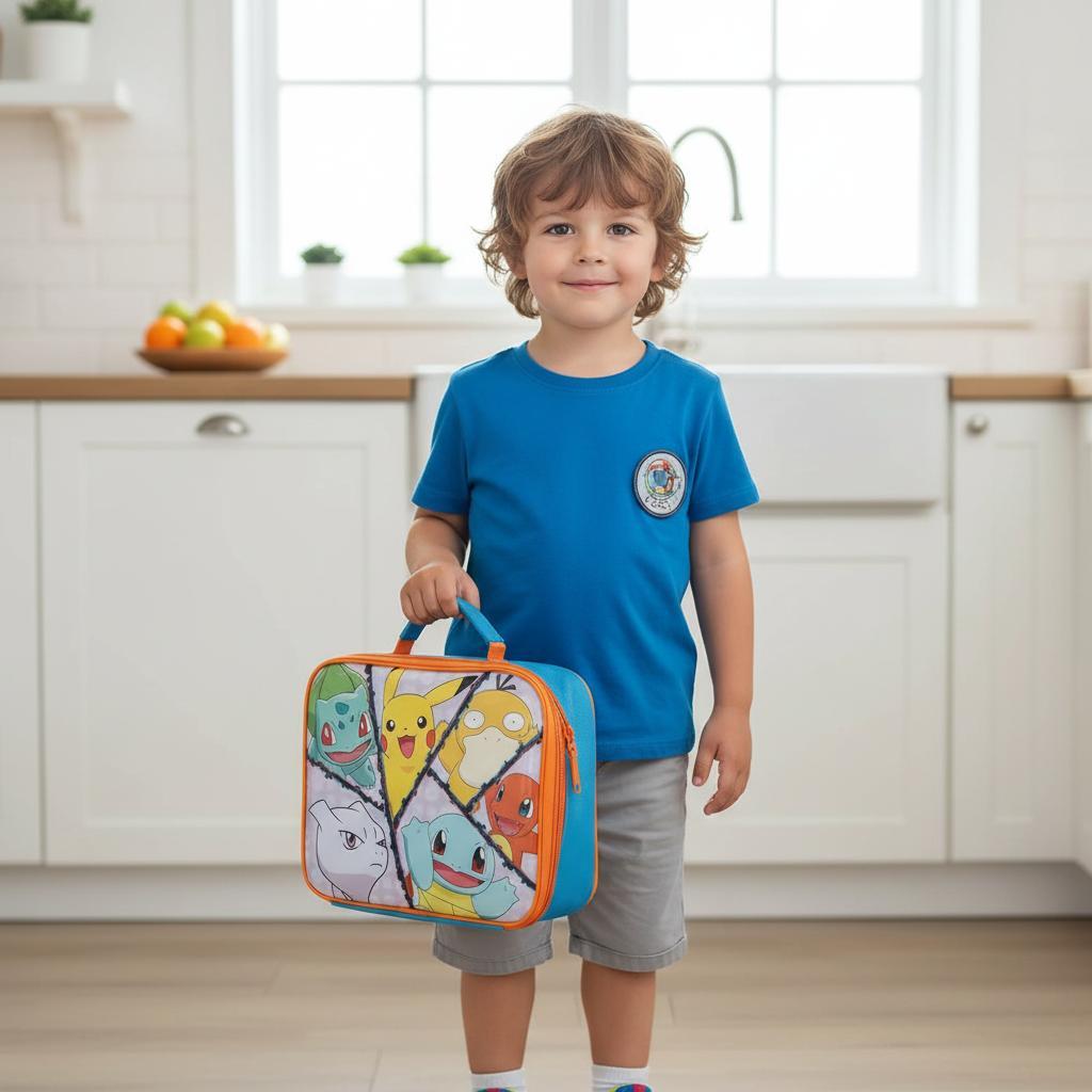 Borsa Termica Rettangolare Impermeabile Porta Pranzo Bambini con Manico - Gadget Scuola POKEMON