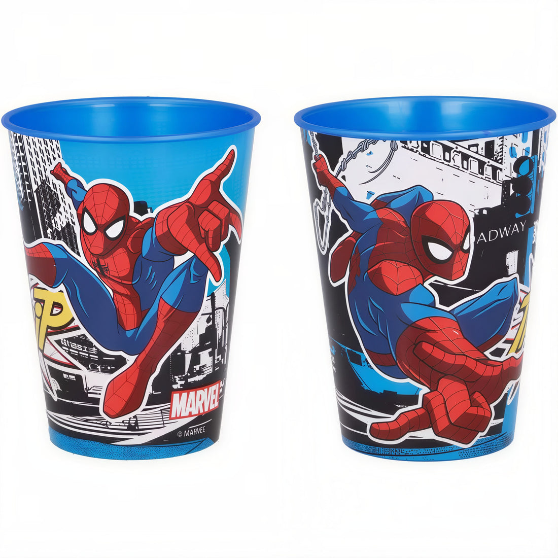 Set 2 Bicchieri  Bambini 260 ml in plastica Senza BPA Regalo  Ragazzi (Spiderman Street)