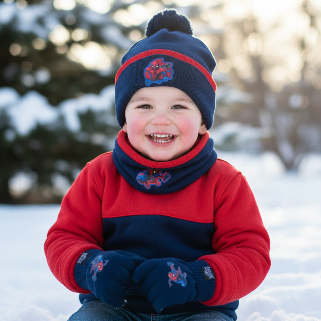 Set 3 Pezzi Cappello Sciarpa Guanti Spiderman Bambini Taglia Unica 3