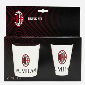 MILAN - Set Regalo Bicchiere + Tazza in confezione regalo Tifoso Senza BPA per Ragazzi Prodotto Ufficiale