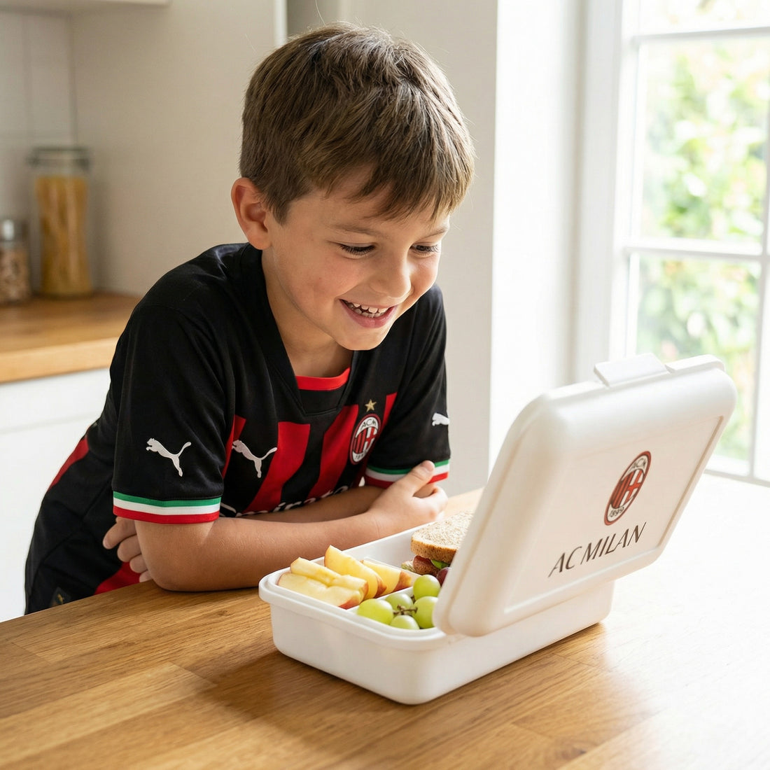 Contenitore Portapranzo Porta merenda Scatola Sandwich Box  Bambini Tifoso (Milan)