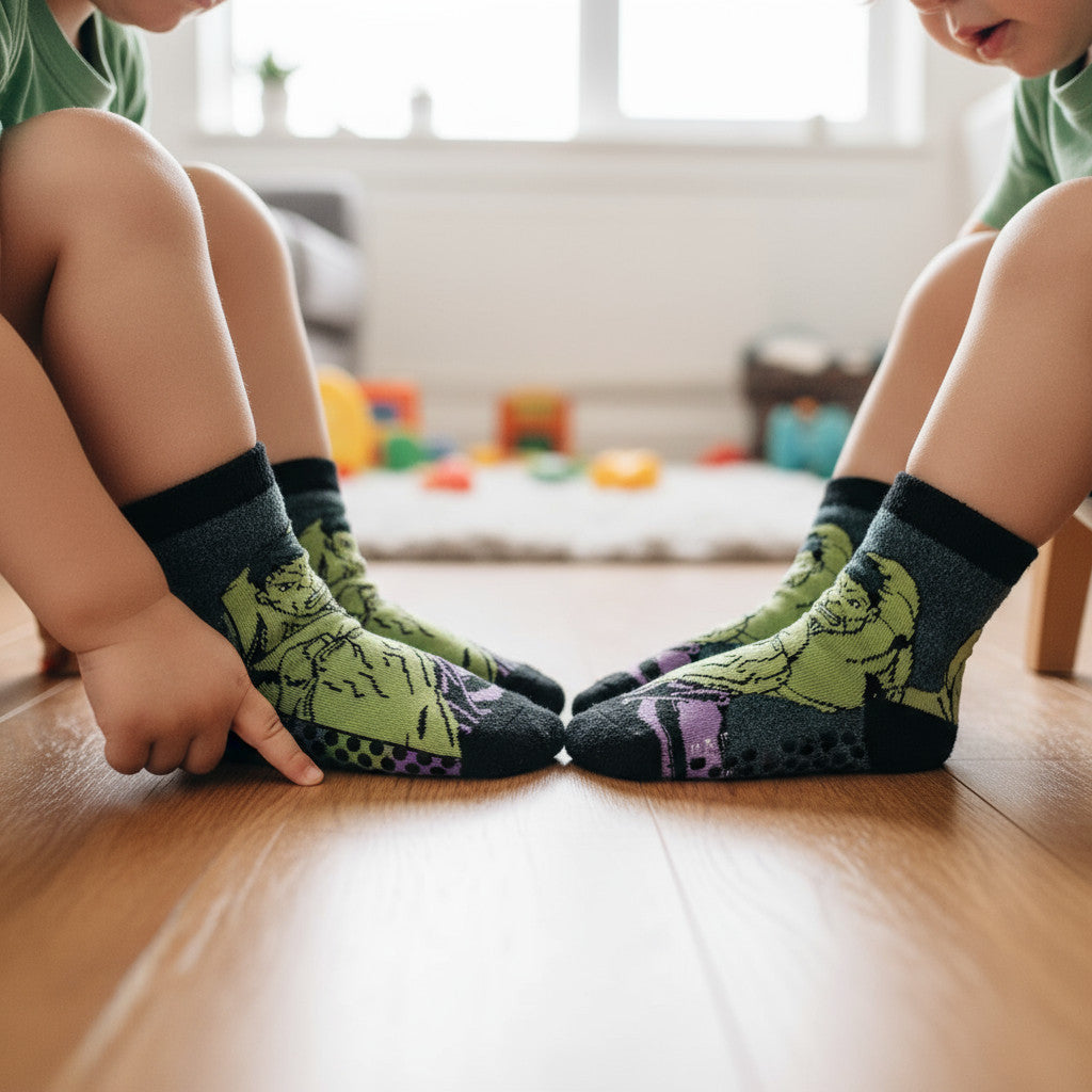 2 paia Calzini HULK Antiscivolo Ufficiali Calze Bambini Bimbi Avengers