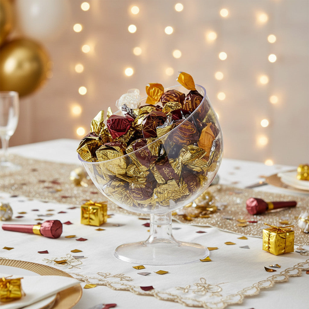 Portaconfetti Coppa trasparente con gambo corto per confetti in plastica per eventi