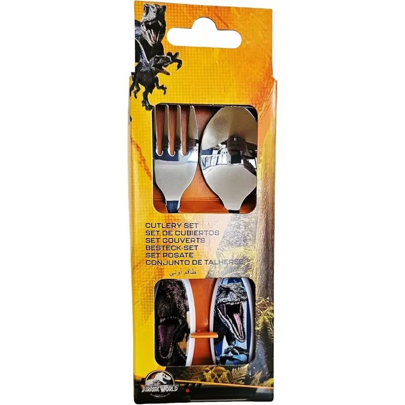 Set Posate  Bambini in Acciaio Inossidabile - Forchetta e Cucchiaio ( JURASSIC WORLD)