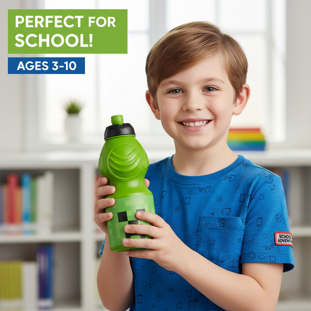 Borraccia Sport in Plastica per Bambini 400ML con Beccuccio Retraibile