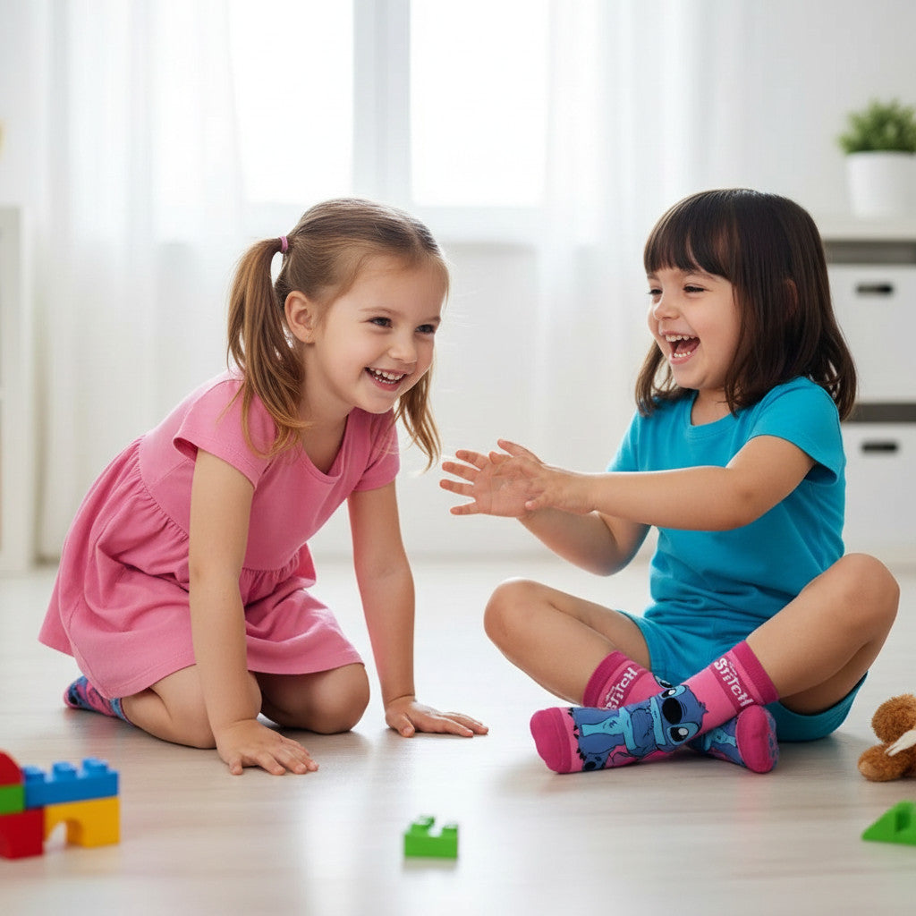 2 Paia Calzini Antiscivolo Ufficiali Stitch Bambini